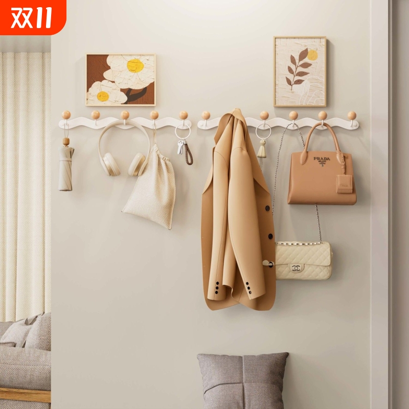 墙上挂衣架卧室免打孔玄关进门口挂钩入户衣架壁挂墙壁门后挂衣钩