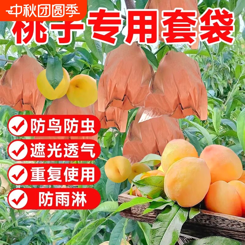 桃子套袋专用袋水果防鸟防虫神器水蜜桃黄桃梨子专用网袋纸袋果子图片