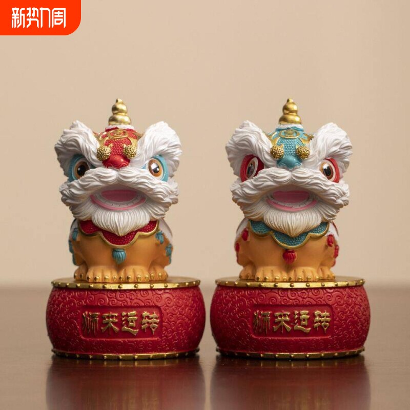 国潮佛山舞狮醒狮创意摆件高级感小众桌面茶桌装饰工艺品生日礼物