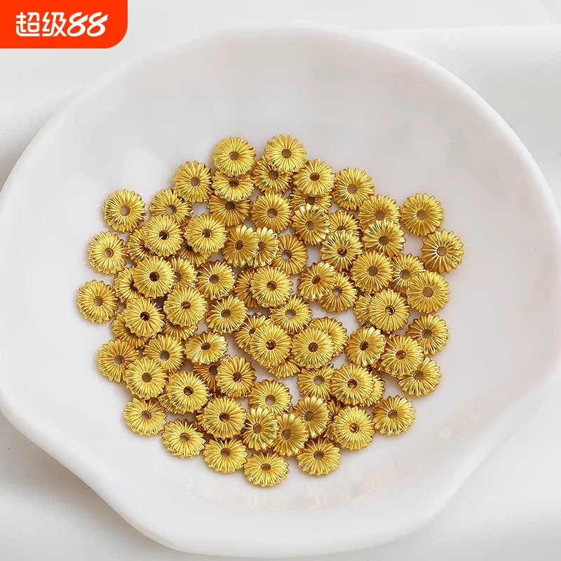 沙金包金保色8mm隔片瓜纹编绳串珠隔珠饰品配件diy手工材料镀金