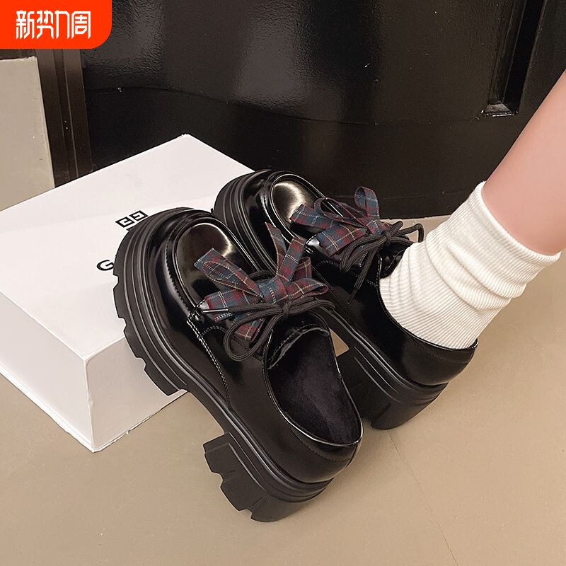 厚底jk制服配裙子蝴蝶结黑色小皮鞋女2026新款春秋玛丽珍乐福鞋