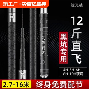邓刚推荐官方旗舰店汀神黑棍钓鱼竿手竿超轻超硬19调大物竿台钓竿