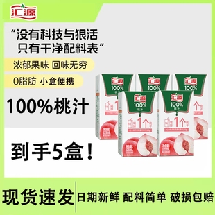 汇源100%桃汁浓缩果汁125ml 口袋果汁便携鲜果压榨清爽解腻R 5盒装