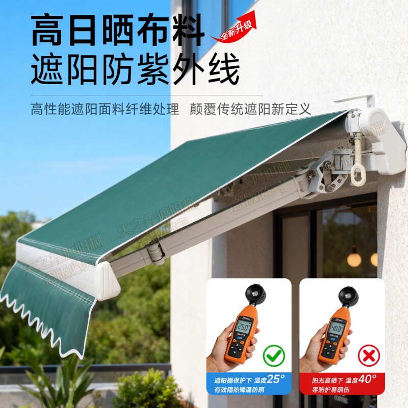 商铺伸缩雨棚布遮阳棚布手摇收缩篷布电动遮雨帐篷布防雨替换布图片