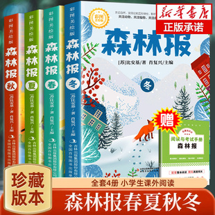 四年級上冊必讀 彩圖版 森林報春夏秋冬全四冊全集正版 讀物yz 課外書適合小學(xué)生三四五六年級閱讀課外書籍兒童自然繪本老師推薦