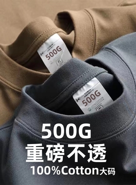 【两件装】500g重磅新疆棉长袖t恤男女纯棉纯色大码基础款打底衫