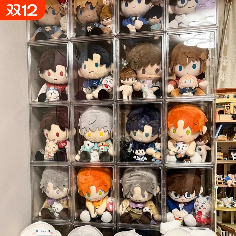 40cm棉花娃娃收纳展示盒亚克力玩偶置物展示架公仔盲盒透明展示柜