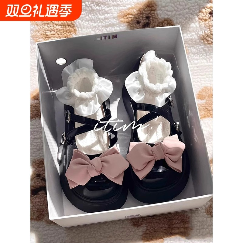 春季Lolita玛丽珍小皮鞋洛丽塔新款蝴蝶结款JK单鞋圆头中跟2