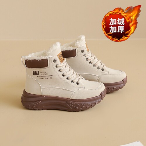 品牌断码冬季女鞋新款加绒高帮雪地靴女韩版百搭厚底增高加厚保暖