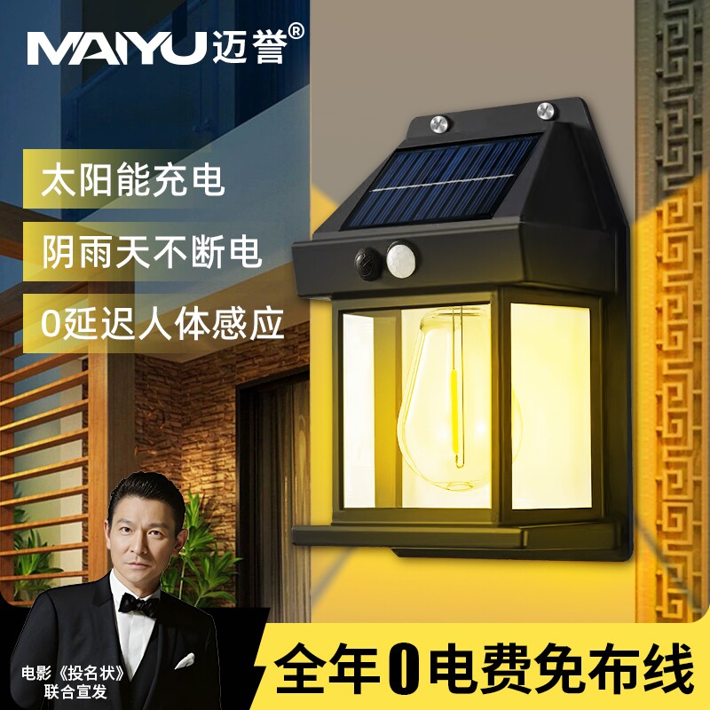 2026新款太阳能洗墙灯户外防水花园外墙灯氛围灯感应射灯围墙壁灯