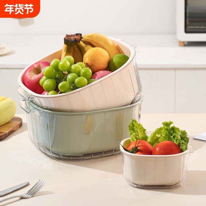 双层沥水篮厨房镂空洗菜盆水果篮多功能收纳滤水盆,家装主材,沥水篮,淘宝优惠券,粉丝福利购,淘宝优惠卷