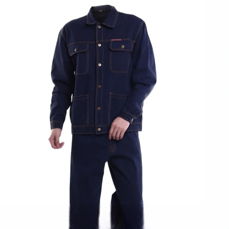 耐磨工作服男套装电焊防烫工地单上衣裤子焊工工装劳保服牛仔电工