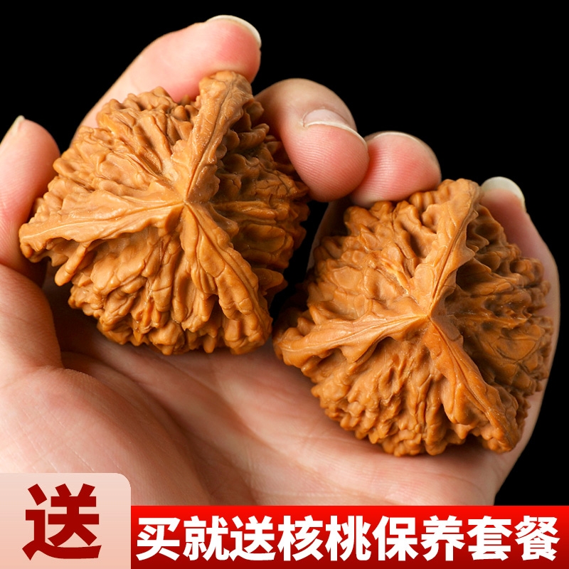 大正奔官帽三棱麻核桃三菱文玩异形手盘云铁手把件白狮子四棱包浆