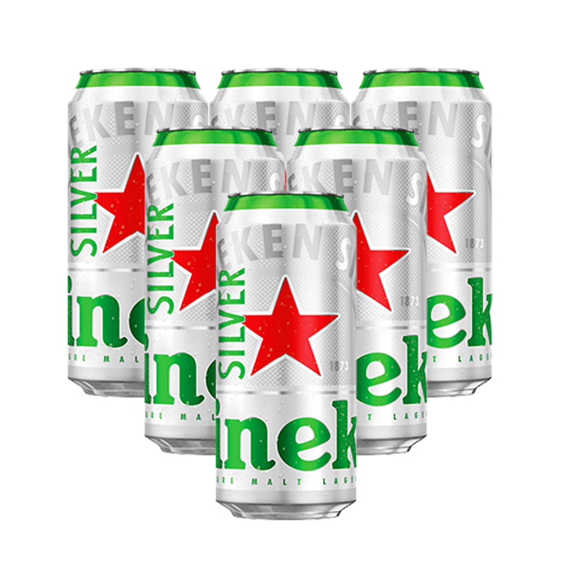 喜力啤酒/Heineken 星银9.5度500ml 6罐听装