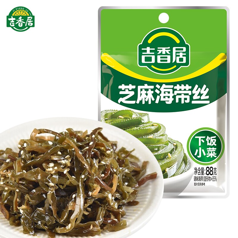 吉香居芝麻味海带丝88g微辣海带小零食香辣咸菜下饭菜小包装即食