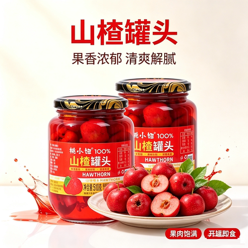 山楂罐头水果罐头510g瓶装商用即食年货包邮送长辈小吃DA鲜果饮料