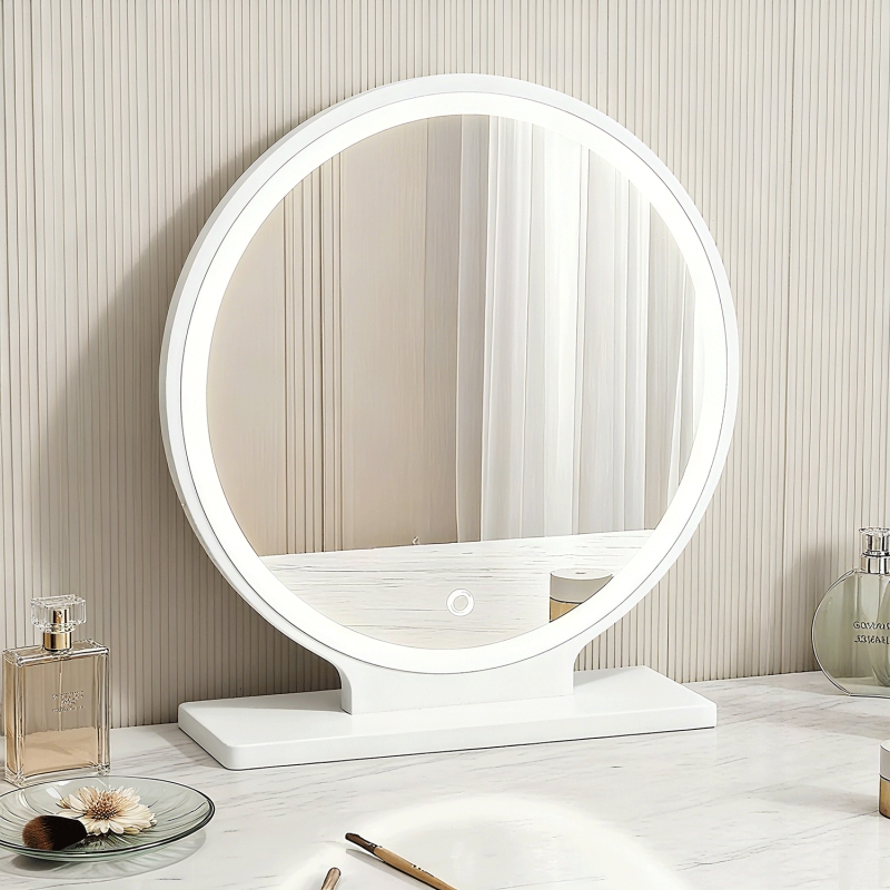 led化妆镜带灯台式桌面大号补光充电梳妆台镜子卧室超大高清温馨