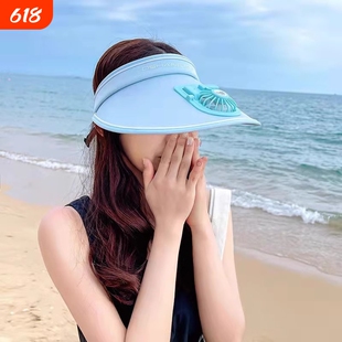 可充电风扇帽女夏防紫外线2026新款遮阳帽太阳能帽带风扇白色黑色