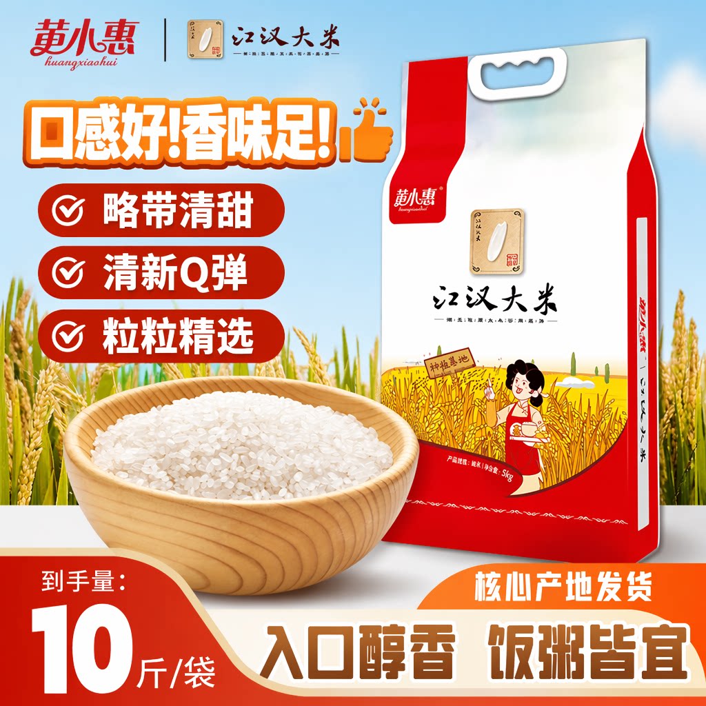 黄小惠江汉大米10斤月牙米长粒香米籼米5kg当季新米汉江精选优质