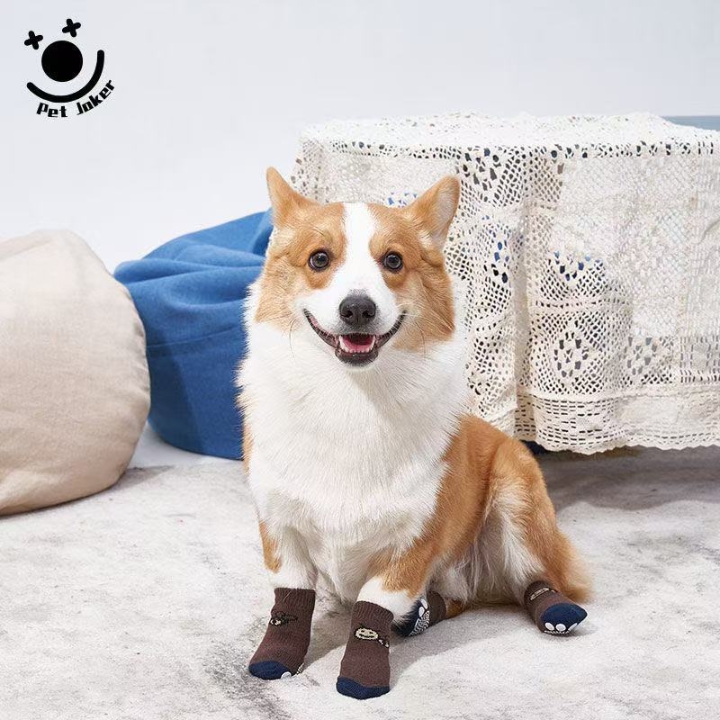 宠物袜子防脏袜套脚金毛防滑透气狗袜子猫咪防抓超大棕色