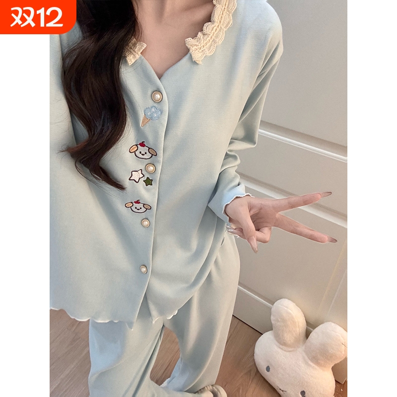 羊绒睡衣女秋冬季加厚保暖家居服