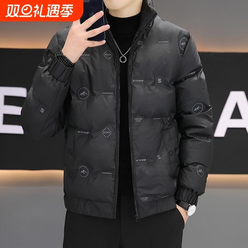 户外冬季男士羽绒服短款韩版加厚保暖外套青少年潮流冬装黑色白色