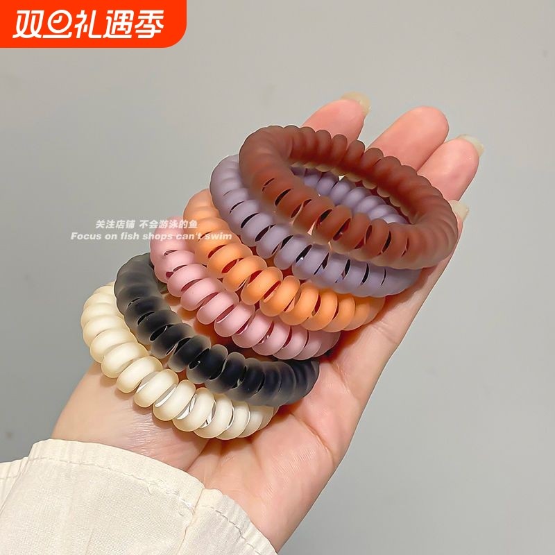 韩版新款磨砂电话线发圈ins风高弹力皮筋学生女扎头发绳头饰头绳