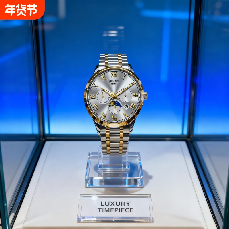 手表男款机械风全自动防水高级感全自动男表数字双日历防水腕表男