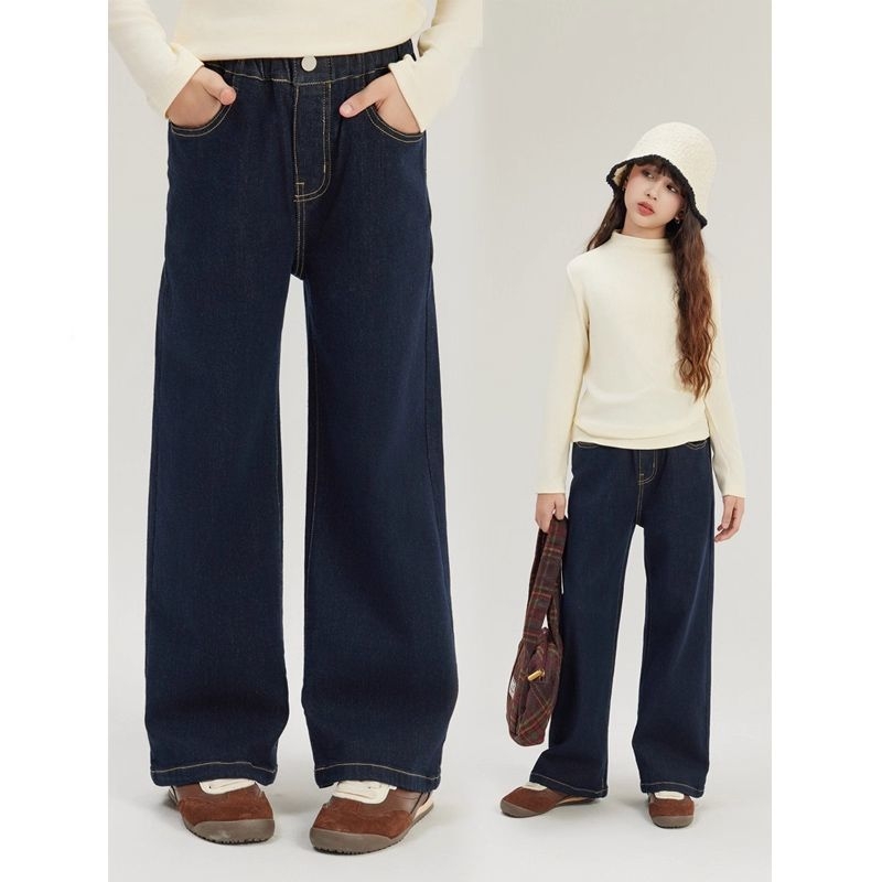 女童春秋季窄版阔腿裤女孩洋气百搭休闲牛仔裤童装韩版儿童长裤潮