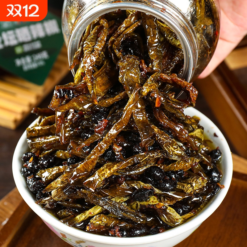 湖南特产老坛晒辣椒风味豆豉下饭菜即食拌饭酱腌辣椒罐装农家拌面