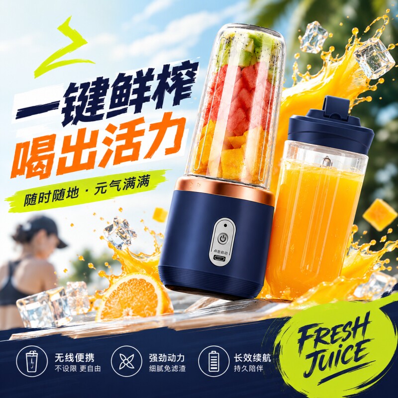 便携式榨汁机充电小型家用果汁杯学生全自动多功能榨汁杯