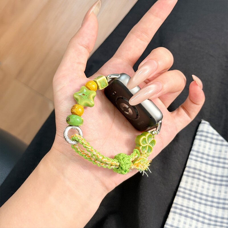 适用小米手环8pro/9pro/10pro表带绿野编织腕带红米watch4/5/6替换手表带高级感串珠创意男女款个性ins风图片