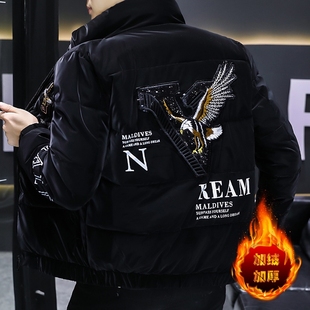 加厚保暖立领羽绒棉服潮牌重工潮流亮面棉袄 新款 户外棉衣男士 冬季