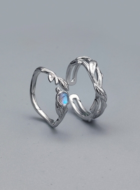 原创设计荆棘玫瑰情侣戒指一对小众925纯银对戒送男女朋友