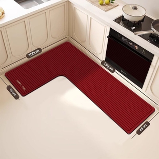 L形厨房地垫简约吸水吸油防滑地毯家用硅藻泥易打理速干脚垫耐脏