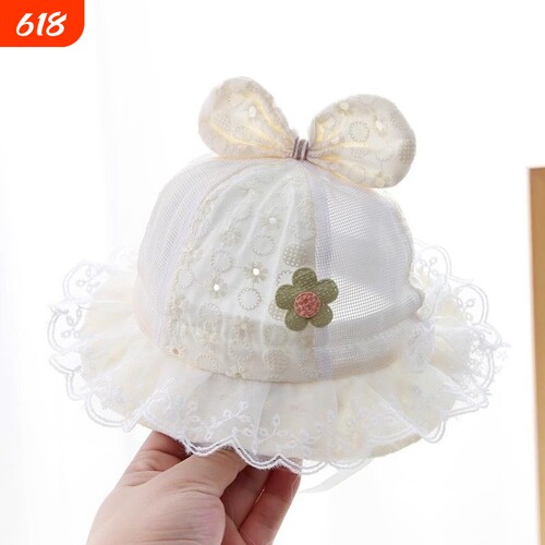 婴儿帽子遮阳帽夏季薄款宝宝女防晒帽婴幼儿渔夫帽蕾丝盆帽太阳帽