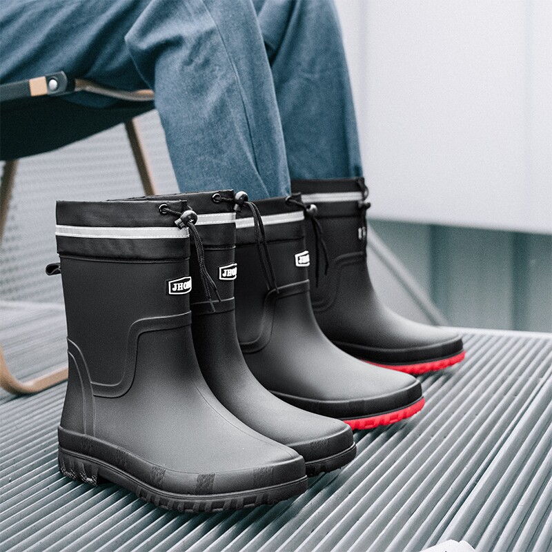 环保材质迷彩中筒雨鞋男款防滑防水男士雨靴束口加绒工作胶鞋钓鱼