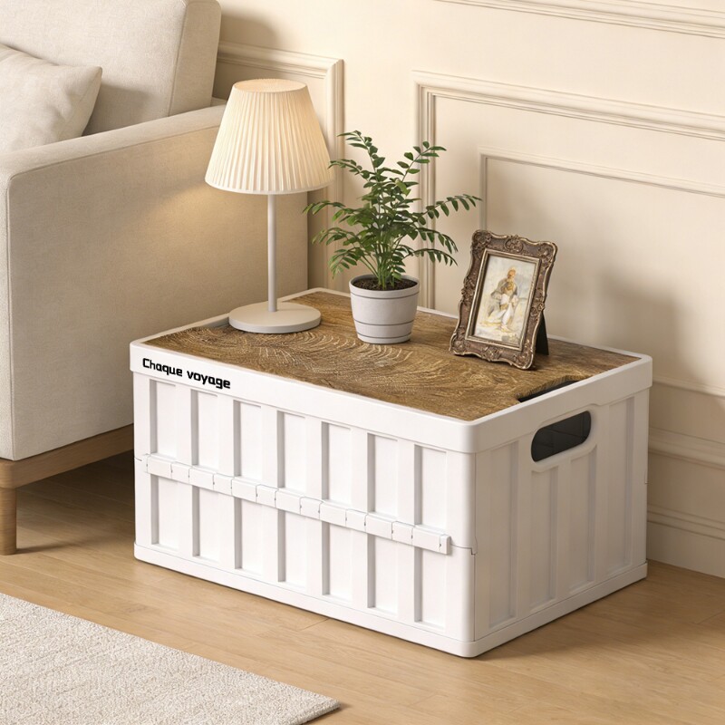 收纳箱车载野营储物箱汽车后备箱整理箱户外折叠收纳箱子翻盖衣物