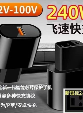新国标电动车手机充电器非一体式66W快充USB转换器电瓶车车载充电