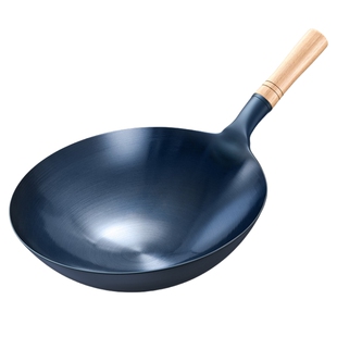 【已开锅无涂层】厨房熟铁锅大炒锅32cm多规格