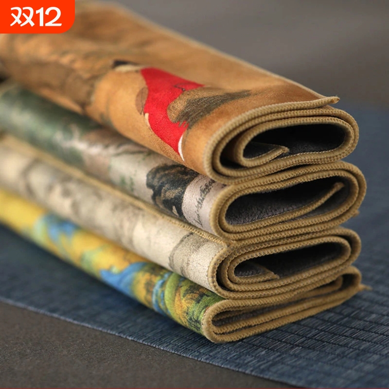 麂皮绒功夫茶巾高档茶布吸水加厚茶具毛巾茶几茶桌布抹布垫茶台