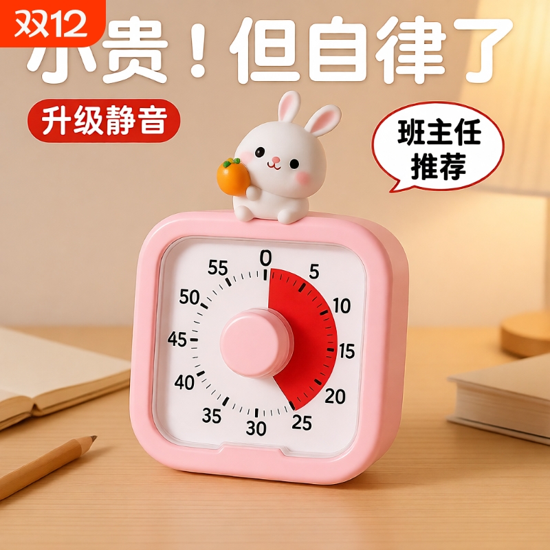 静音粉色兔子计时器|万人加购