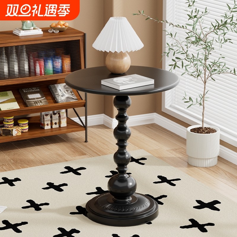 中轻奢家具客厅沙发边几古风高级感家用咖啡桌小圆桌复古茶几铁艺