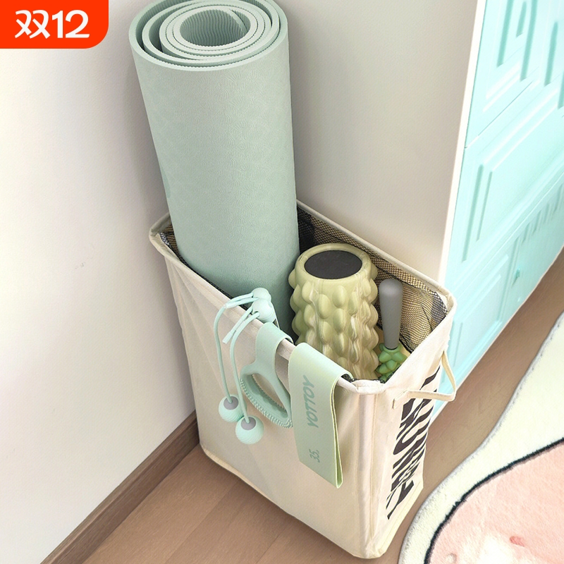 瑜伽垫收纳筐带轮家用运动工具泡沫滚轴整理神器健身器材置物架子
