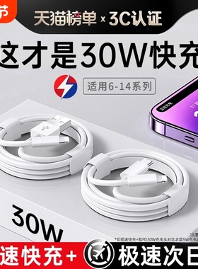 【30W超快充】3C认证快充数据线适用苹果14iPhone13/12proMax11充电线器8piPad手机XS/XR平板6s2米7plus2025