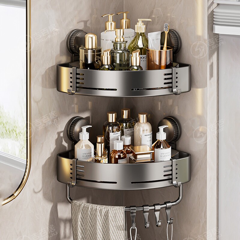 免打孔浴室置物架吸盘三角篮卫生间厕所收纳架子墙角沐浴露洗澡架