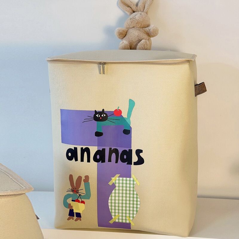 加厚便携可折叠被子拉链袋可封口布艺搬家防尘袋脏衣桶衣服收纳箱