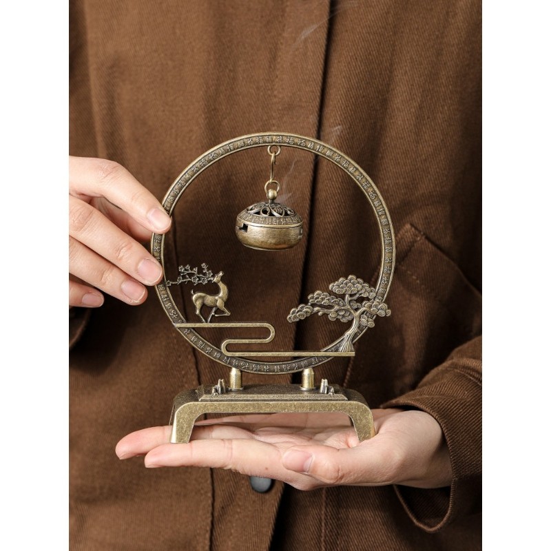 松鹿同春吊炉香炉摆件家用室内悬挂吊炉熏香炉中式复古沉香檀香炉