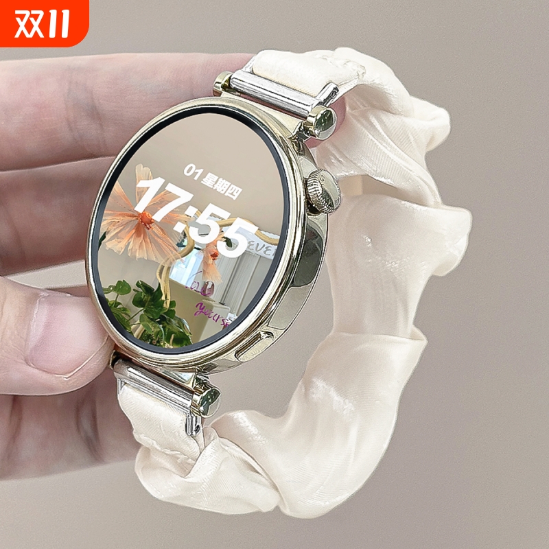 适用vivowatch5手表新款夏天雪纺冰丝大肠发圈表带iQOOwatch5高级感腕带vivowatch3个性时尚小众女生智能配件