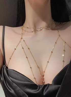 百搭性感脖子项链简约时尚身体链胸链立体后背链创意装配饰锁骨